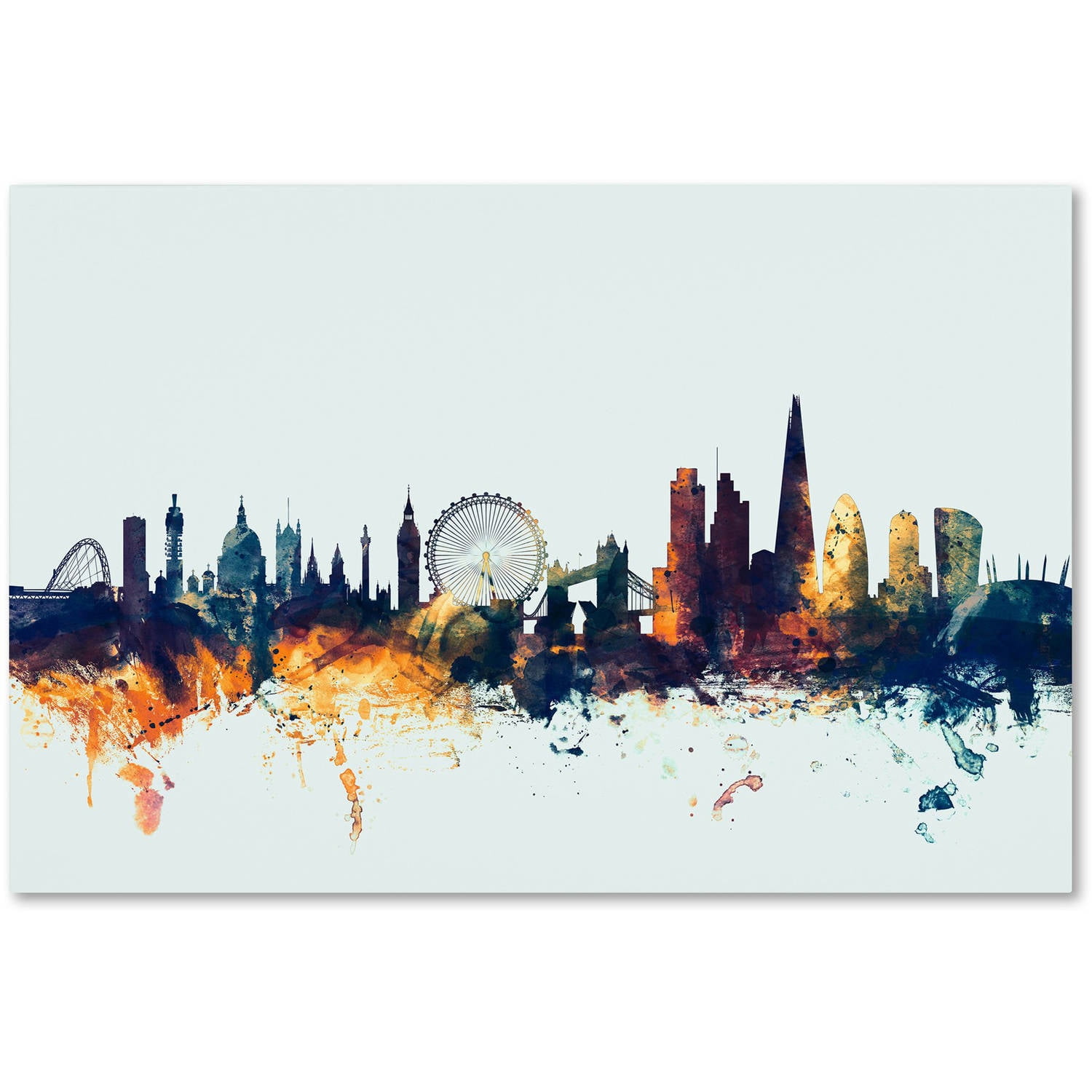 Trademark Fine Art "London England Skyline Blue" Canvas Art by Michael Tompsett