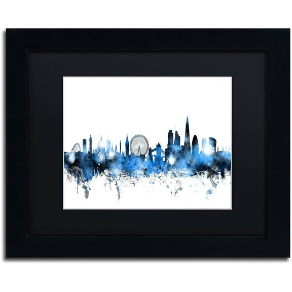 Trademark Fine Art 'London England Skyline' Canvas Art by Michael Tompsett, Black Matte, Black Frame