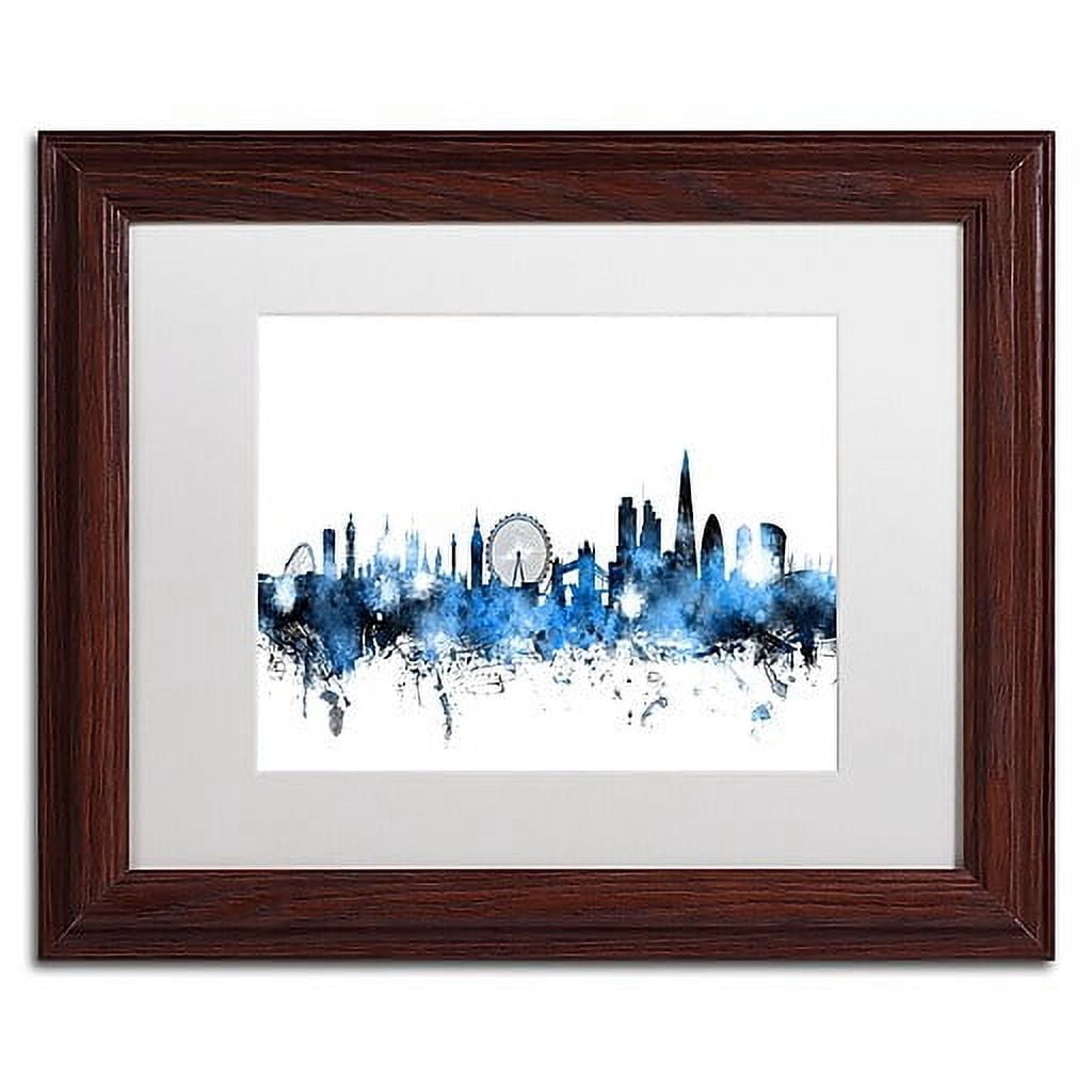 Trademark Fine Art 'London England Skyline' Canvas Art by Michael Tompsett, White Matte, Wood Frame