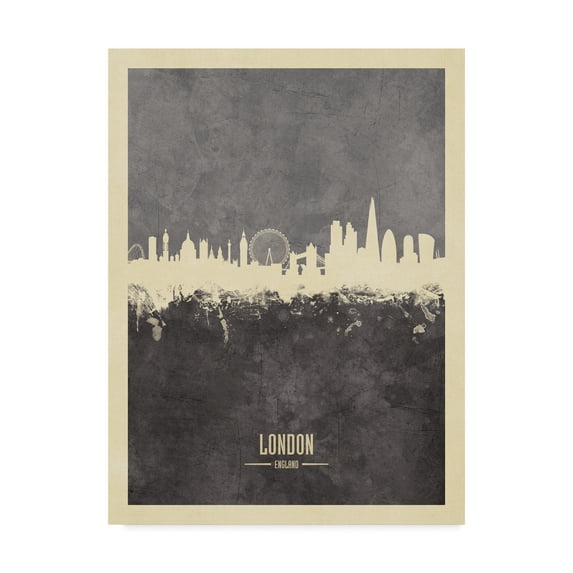 Trademark Fine Art 'London England Skyline Gray' Canvas Art by Michael Tompsett