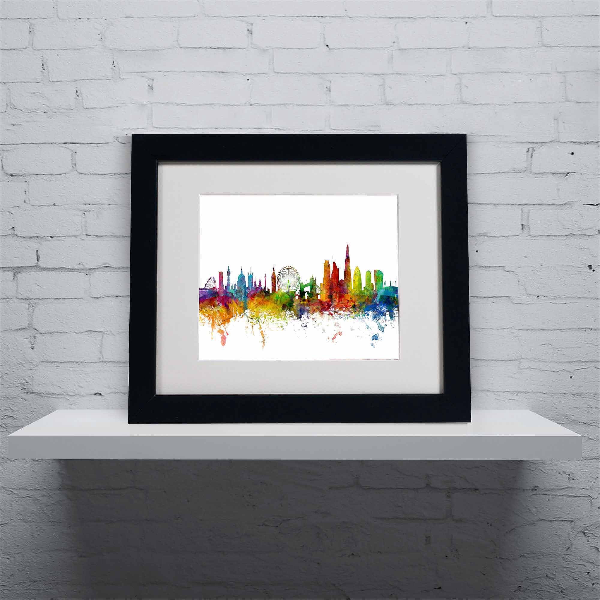Trademark Fine Art "London England Skyline IX" Canvas Art by Michael Tompsett, Black Frame