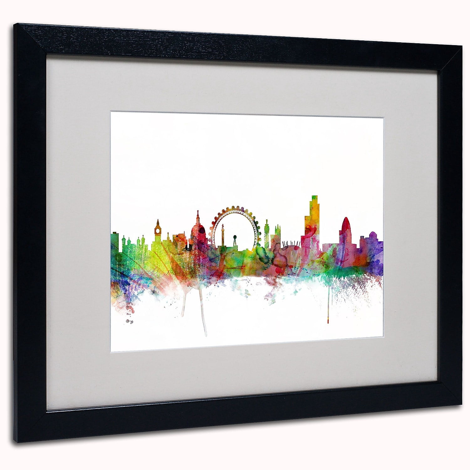 Trademark Fine Art "London England Skyline V" Canvas Art by Michael Tompsett, Black Frame