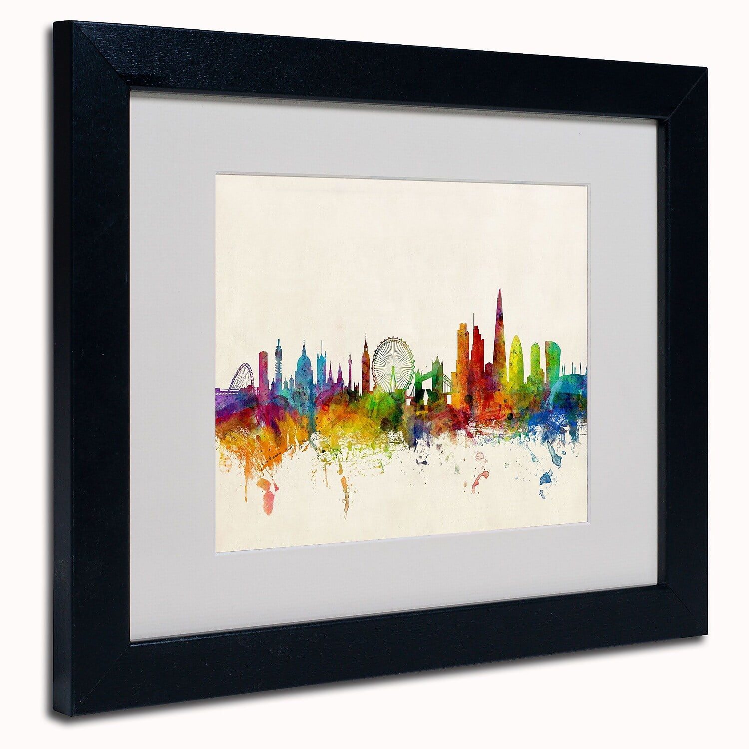 Trademark Fine Art "London England Skyline VII" Canvas Art by Michael Tompsett, Black Frame