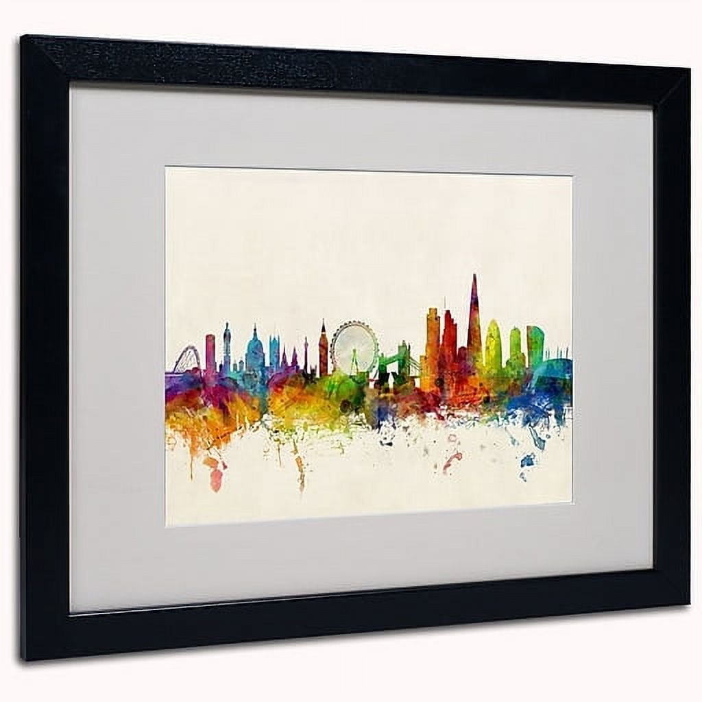 Trademark Fine Art "London England Skyline VII" Canvas Art by Michael Tompsett, Black Frame