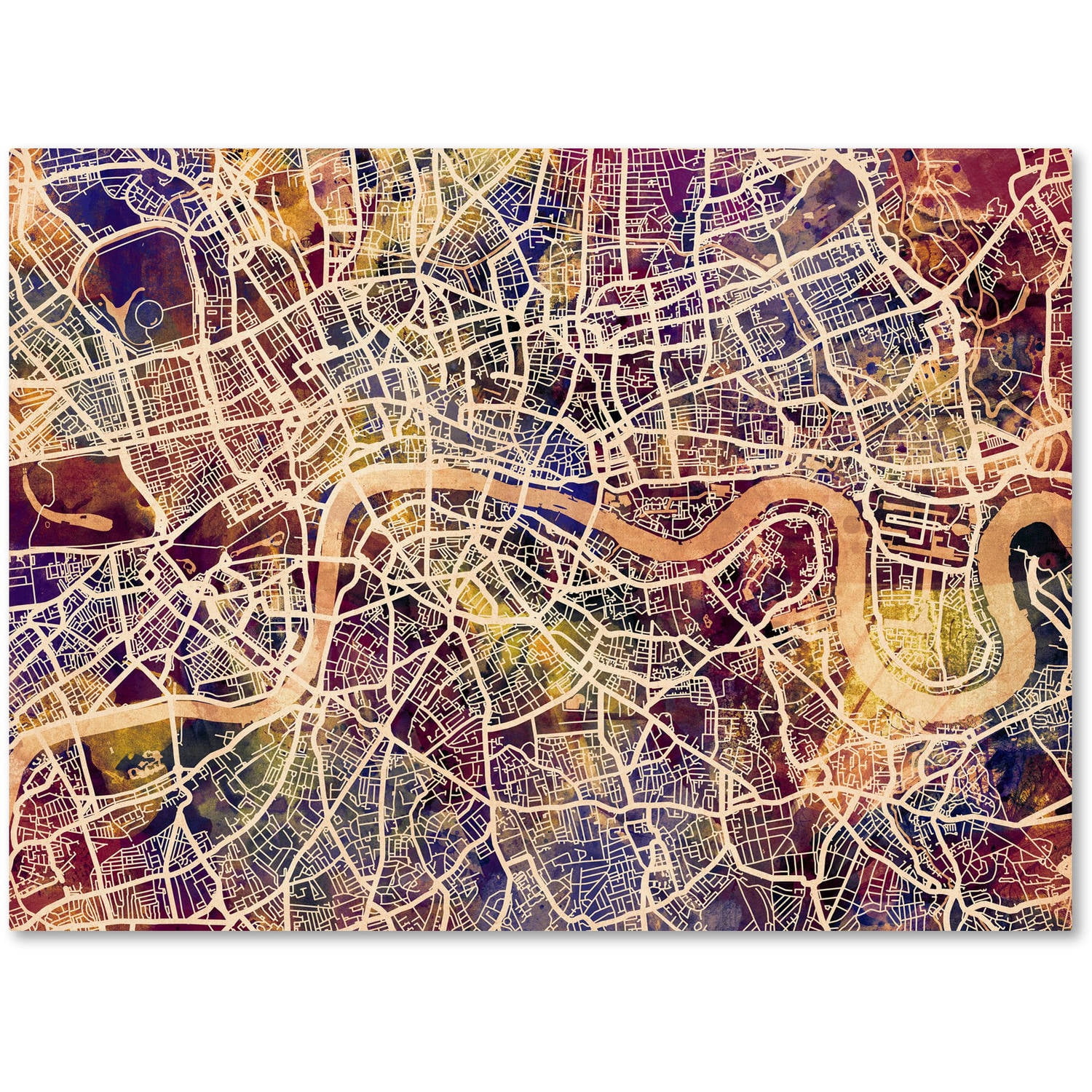 Trademark Fine Art "London England Street Map" Canvas Art by Michael Tompsett