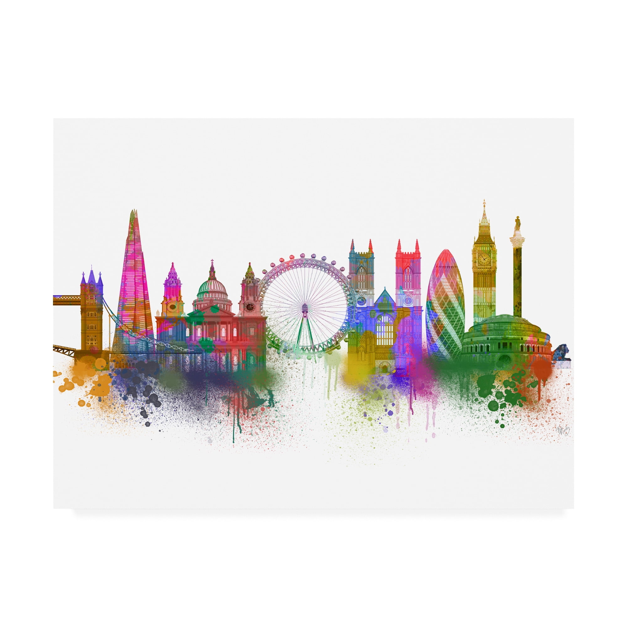 Trademark Fine Art 'London Skyline Rainbow Bright' Canvas Art by Fab Funky