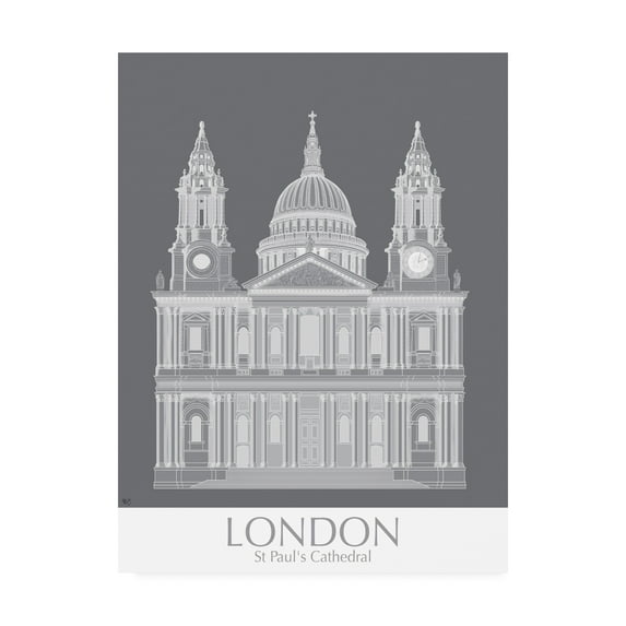 Trademark Fine Art 'London St Pauls Monochrome' Canvas Art by Fab Funky