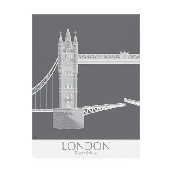 Trademark Fine Art 'London Tower Bridge Monochrome' Canvas Art by Fab Funky