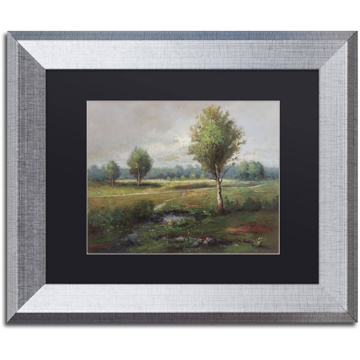 Trademark Fine Art "Lonely Tree" Canvas Art by Daniel Moises, Black Matte, Silver Frame