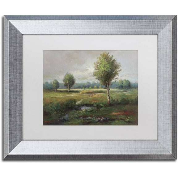 Trademark Fine Art "Lonely Tree" Canvas Art by Daniel Moises, White Matte, Silver Frame