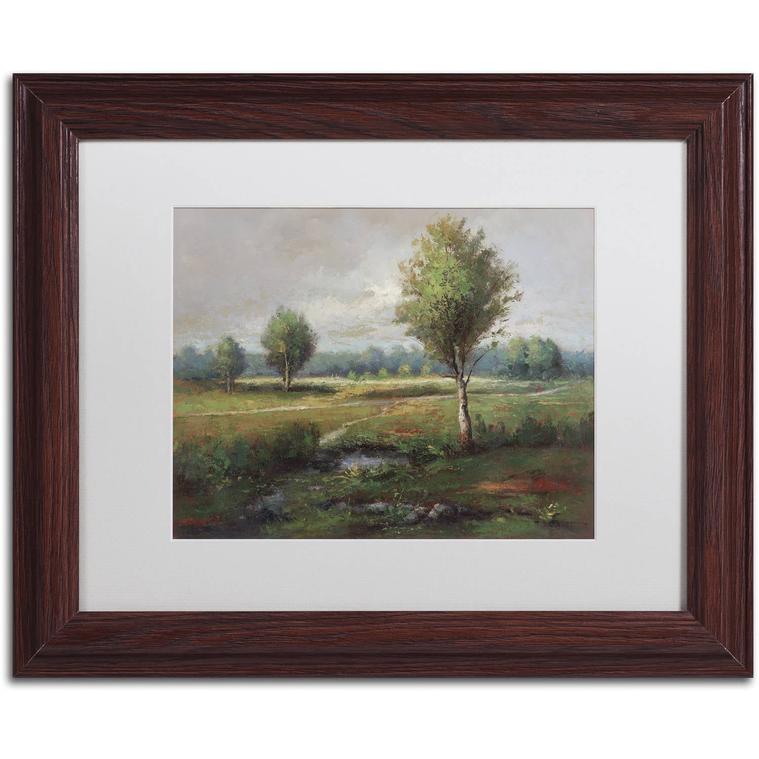 Trademark Fine Art "Lonely Tree" Canvas Art by Daniel Moises, White Matte, Wood Frame