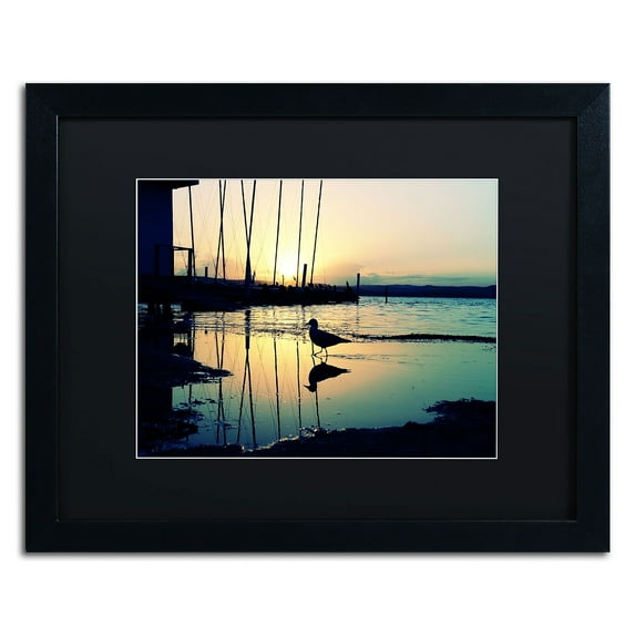 Trademark Fine Art "Lonely at Sunset" Canvas Art by Beata Czyzowska Young, Black Matte, Black Frame