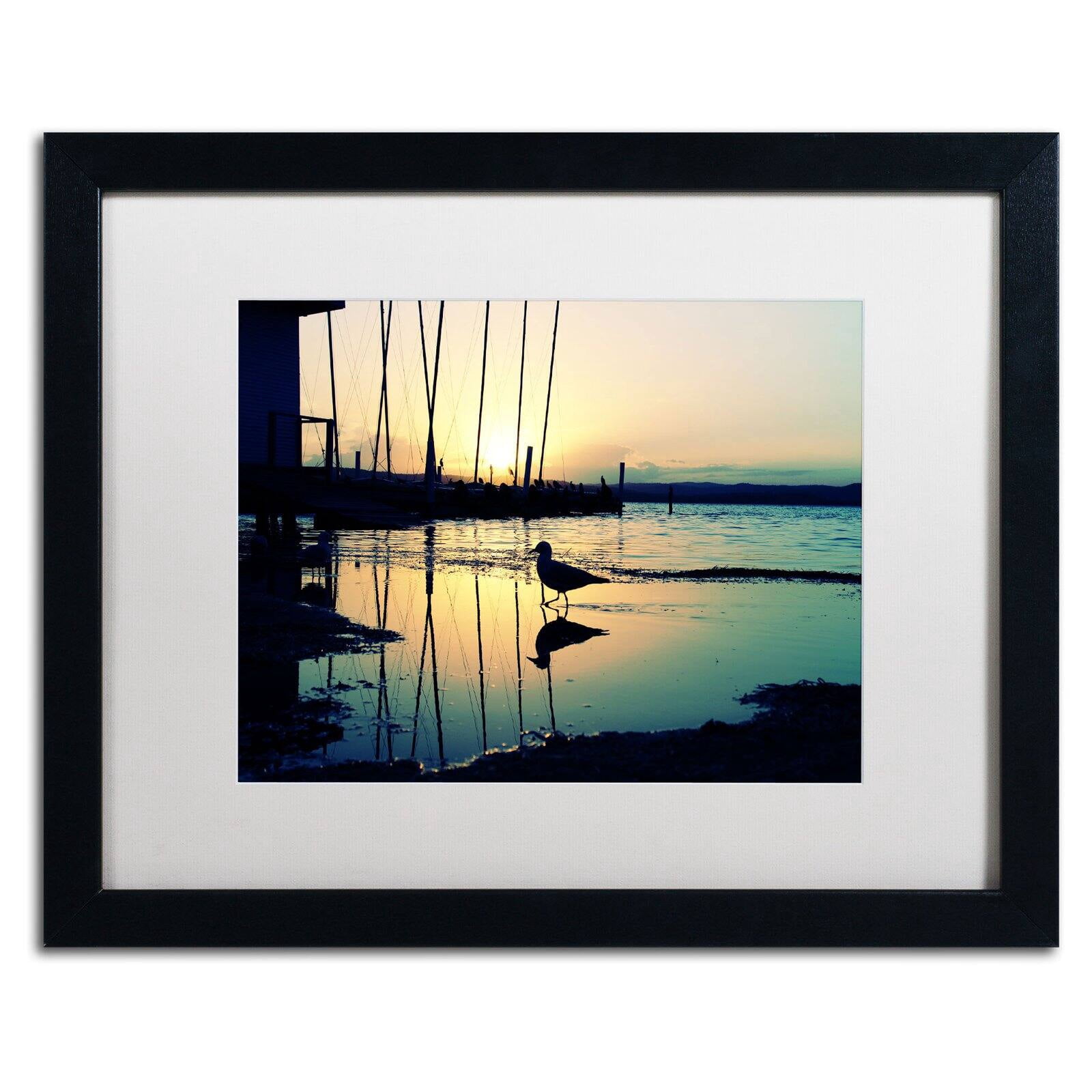 Trademark Fine Art "Lonely at Sunset" Canvas Art by Beata Czyzowska Young, White Matte, Black Frame