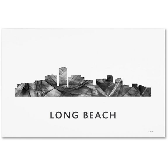 Trademark Fine Art 'Long Beach California Skyline WB-BW' Canvas Art by Marlene Watson