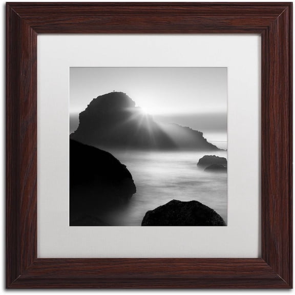 Trademark Fine Art "Long Sunset at Indian Beach" Canvas Art by Moises Levy White Matte, Wood Frame