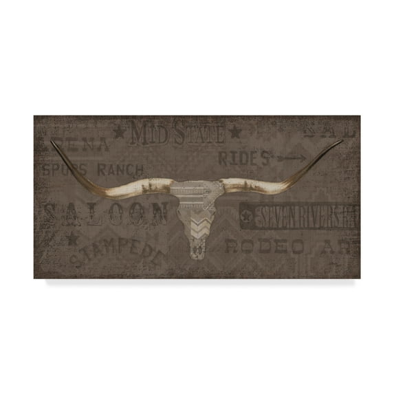 Trademark Fine Art 'Longhorn I Taupe' Canvas Art by Wellington Studio