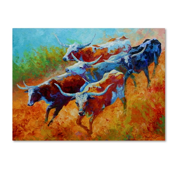 Trademark Fine Art 'Longhorns II' Canvas Art by Marion Rose