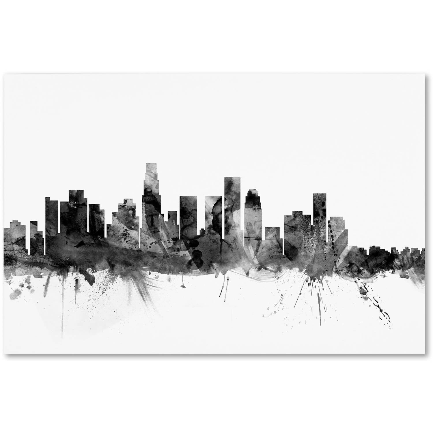 Trademark Fine Art "Los Angeles CA Skyline B&W" Canvas Art by Michael Tompsett