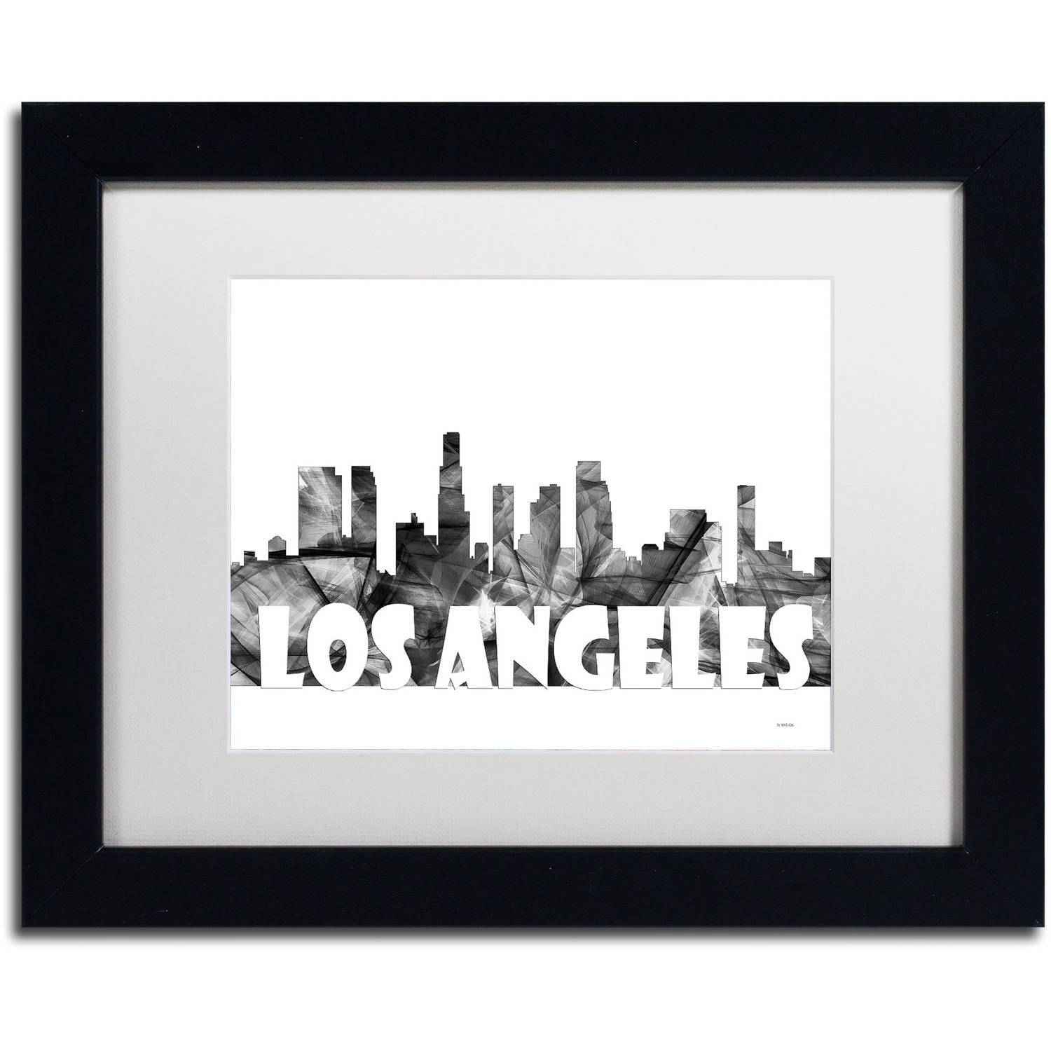Trademark Fine Art 'Los Angeles CA Skyline BG-2' Canvas Art by Marlene Watson, White Matte, Black Frame