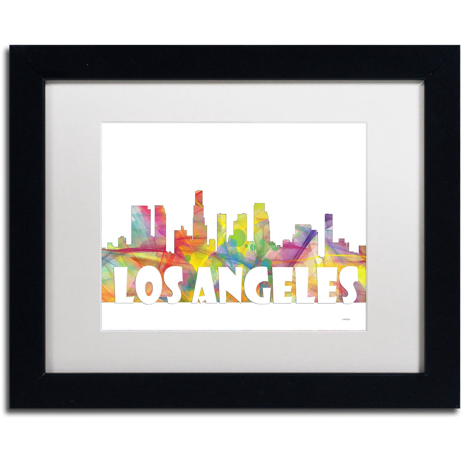 Trademark Fine Art 'Los Angeles CA Skyline Mclr-2' Canvas Art by Marlene Watson, White Matte, Black Frame