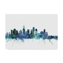 Trademark Fine Art 'Los Angeles California Blue Teal Skyline' Canvas Art by Michael Tompsett