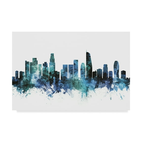Trademark Fine Art 'Los Angeles California Blue Teal Skyline' Canvas Art by Michael Tompsett
