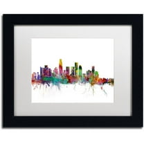 Trademark Fine Art 'Los Angeles California Skyline' Canvas Art by Michael Tompsett, White Matte, Black Frame