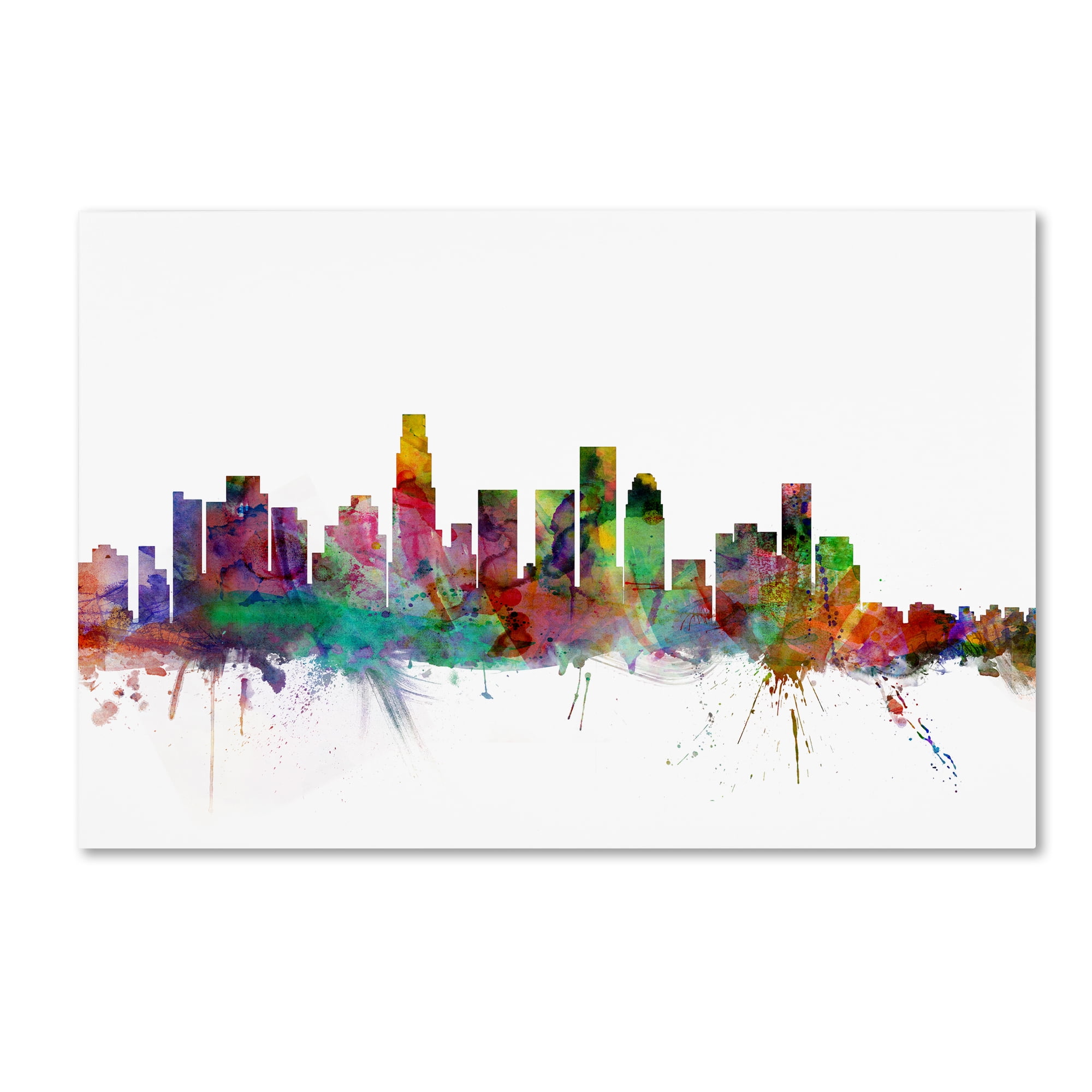 Colorful Los Angeles Skyline Canvas Art by Michael Tompsett