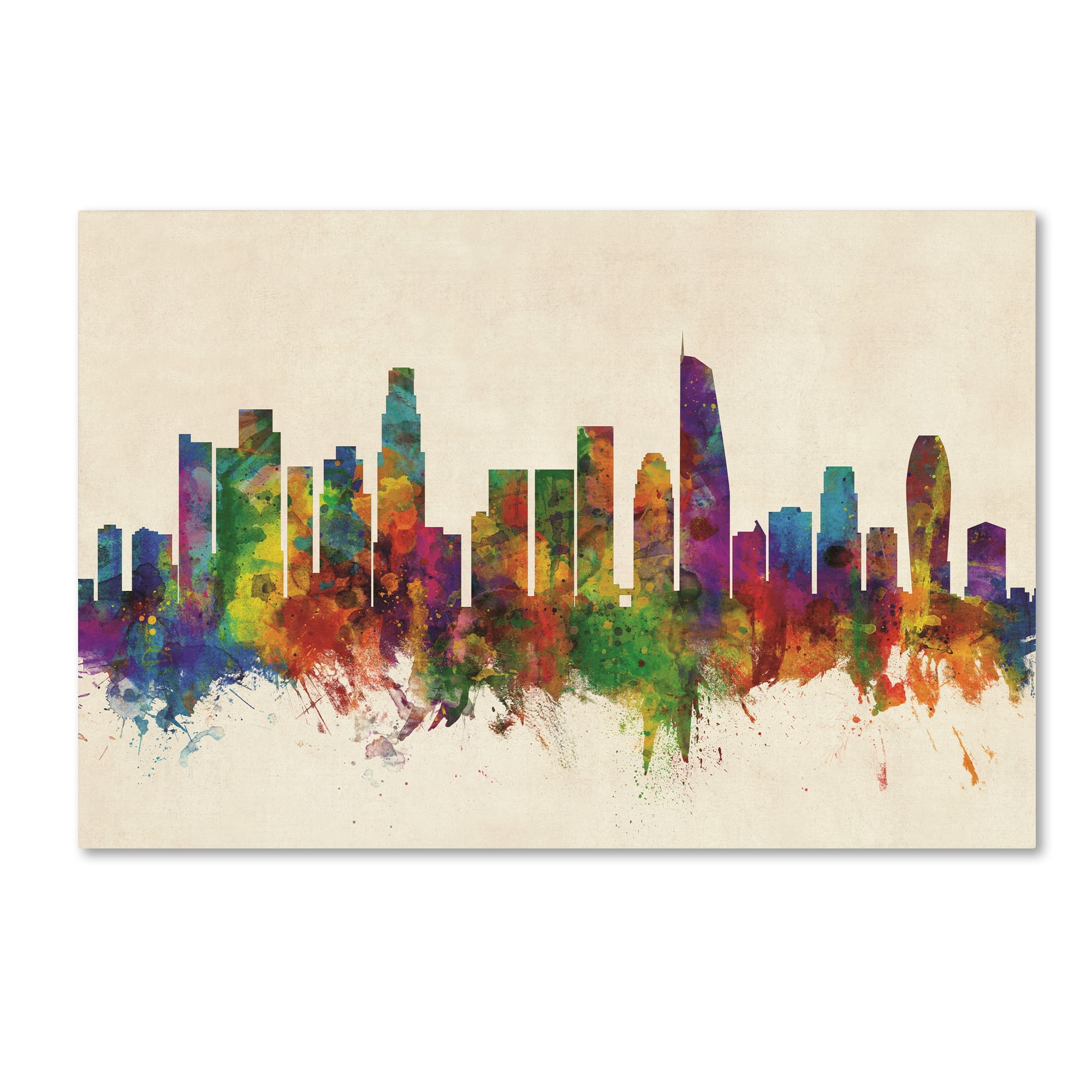 Colorful Los Angeles Skyline Canvas Art in 22 x 32