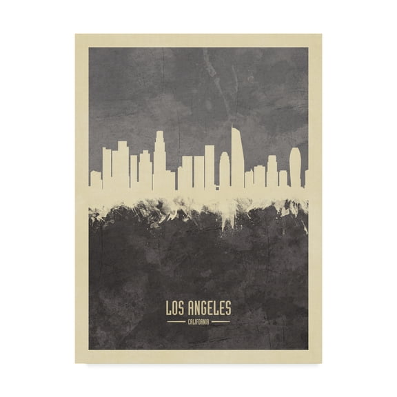 Trademark Fine Art 'Los Angeles California Skyline Gray' Canvas Art by Michael Tompsett