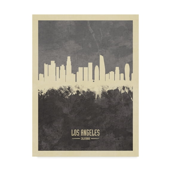 Trademark Fine Art 'Los Angeles California Skyline Gray' Canvas Art by Michael Tompsett