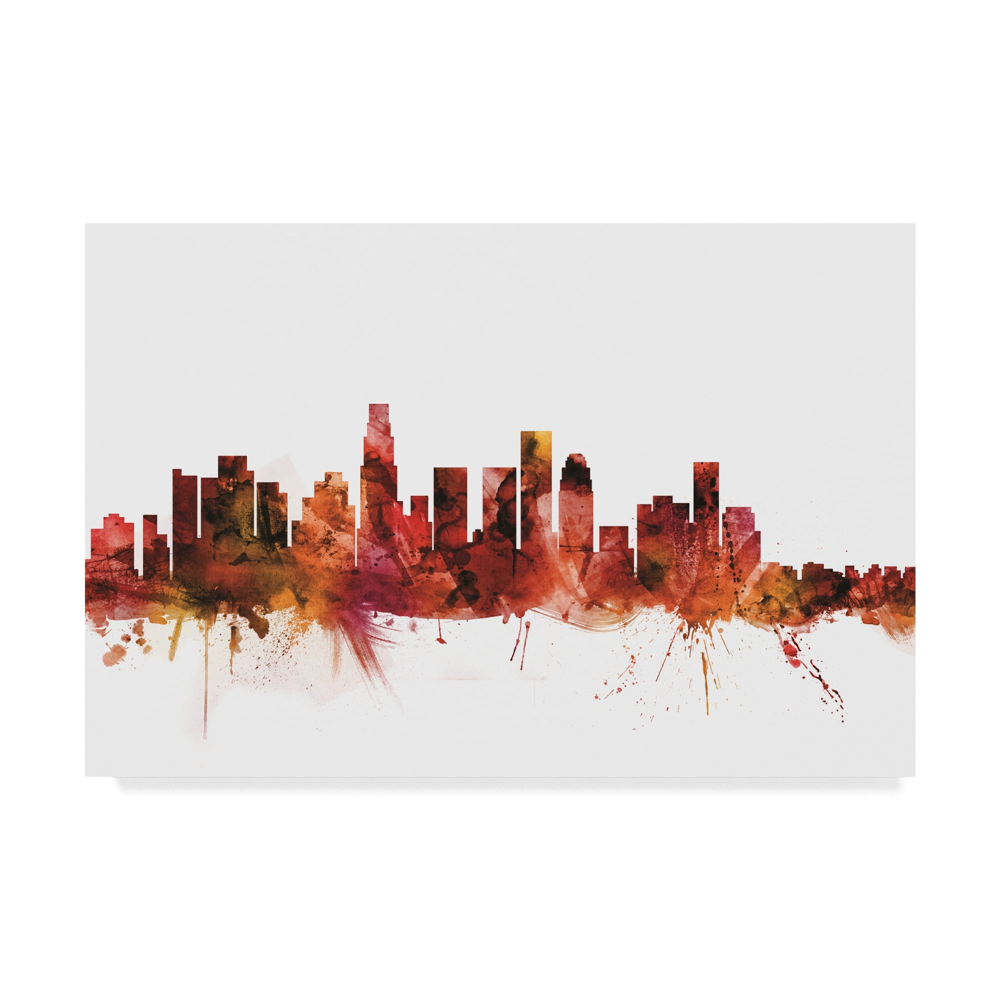 Trademark Fine Art 'Los Angeles California Skyline Red' Canvas Art by Michael Tompsett
