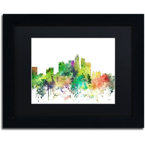 Trademark Fine Art "Los Angeles California Skyline SP" Canvas Art by Marlene Watson, Black Matte, Black Frame