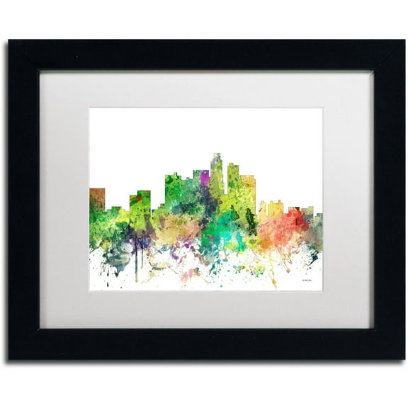 Trademark Fine Art "Los Angeles California Skyline SP" Canvas Art by Marlene Watson, White Matte, Black Frame