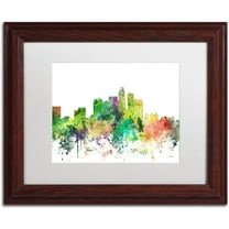 Trademark Fine Art "Los Angeles California Skyline SP" Canvas Art by Marlene Watson, White Matte, Wood Frame