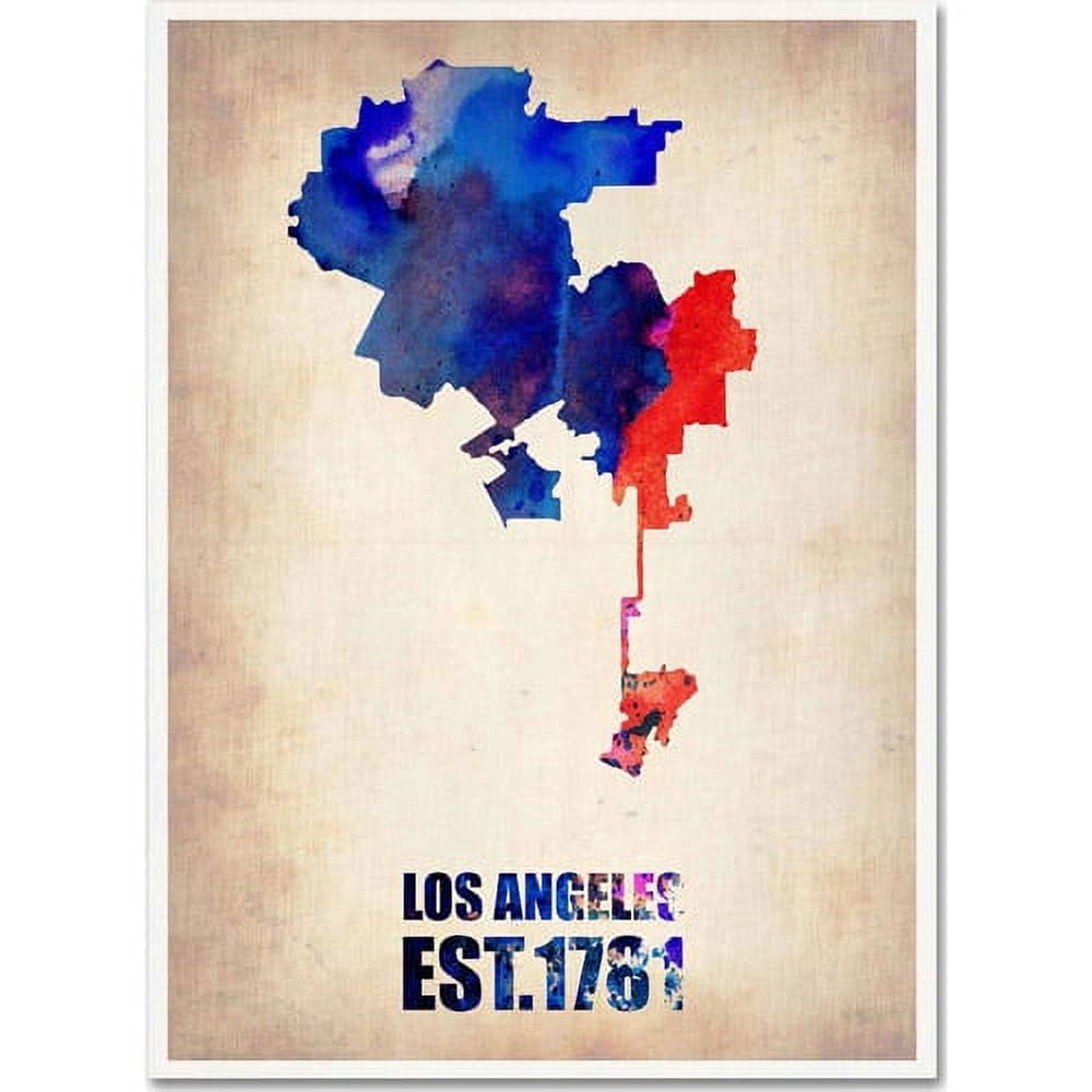 Trademark Fine Art "Los Angeles Watercolor Map 2" Canvas Art by Naxart