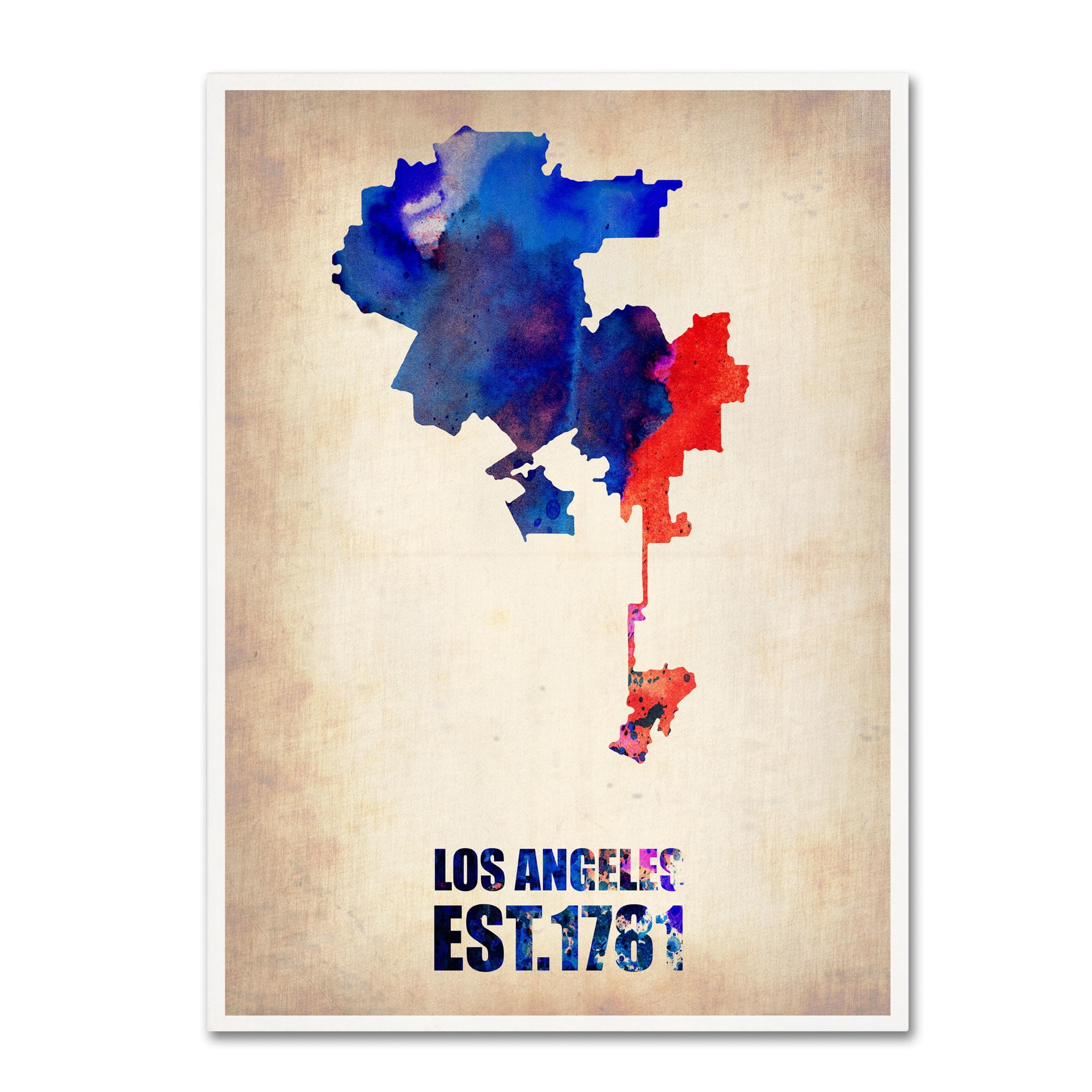 Trademark Fine Art "Los Angeles Watercolor Map 2" Canvas Art by Naxart