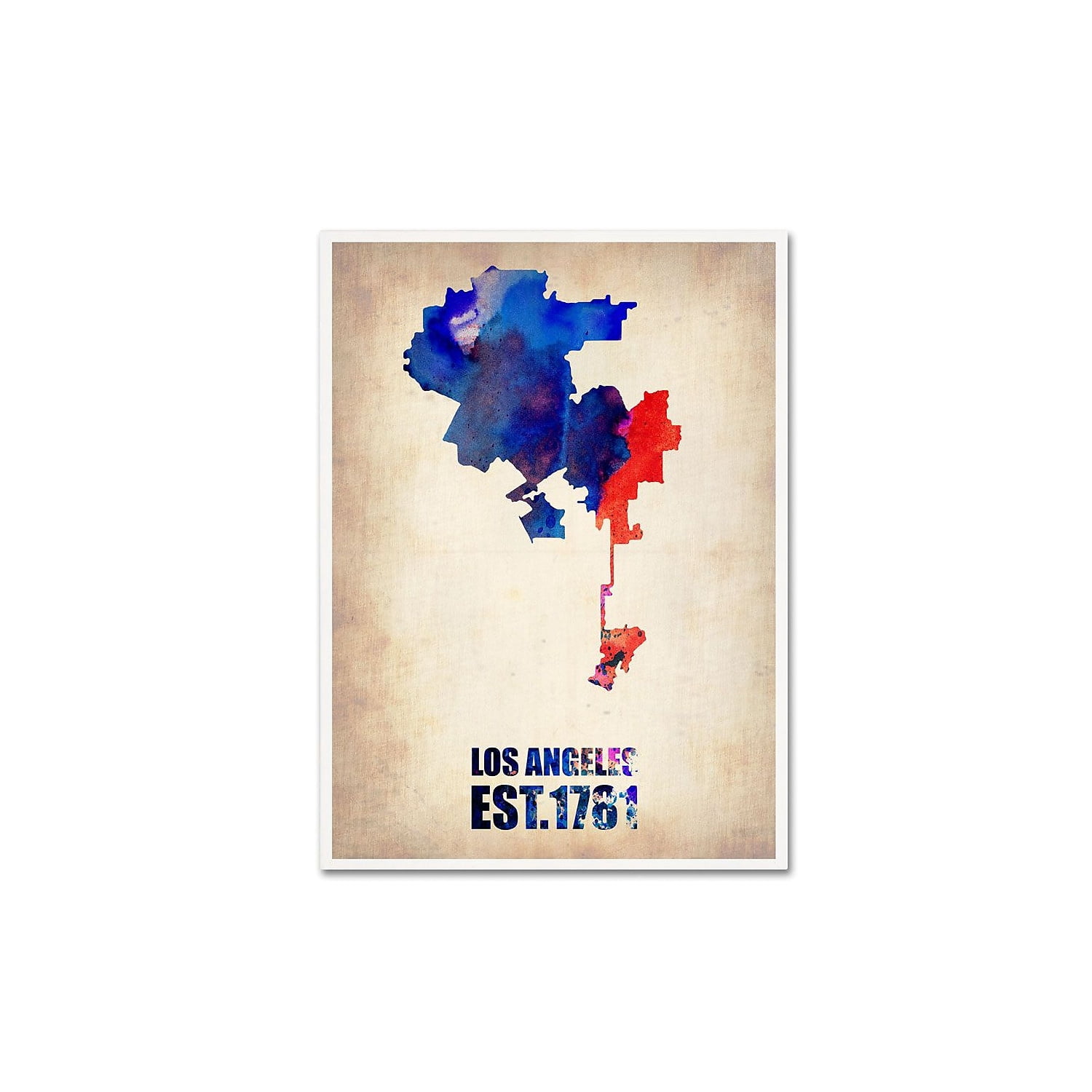 Trademark Fine Art "Los Angeles Watercolor Map 2" Canvas Art by Naxart