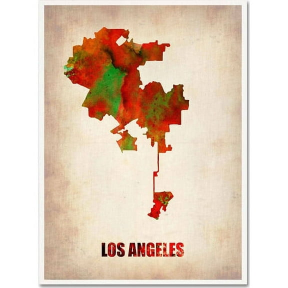 Trademark Fine Art "Los Angeles Watercolor Map" Canvas Art by Naxart
