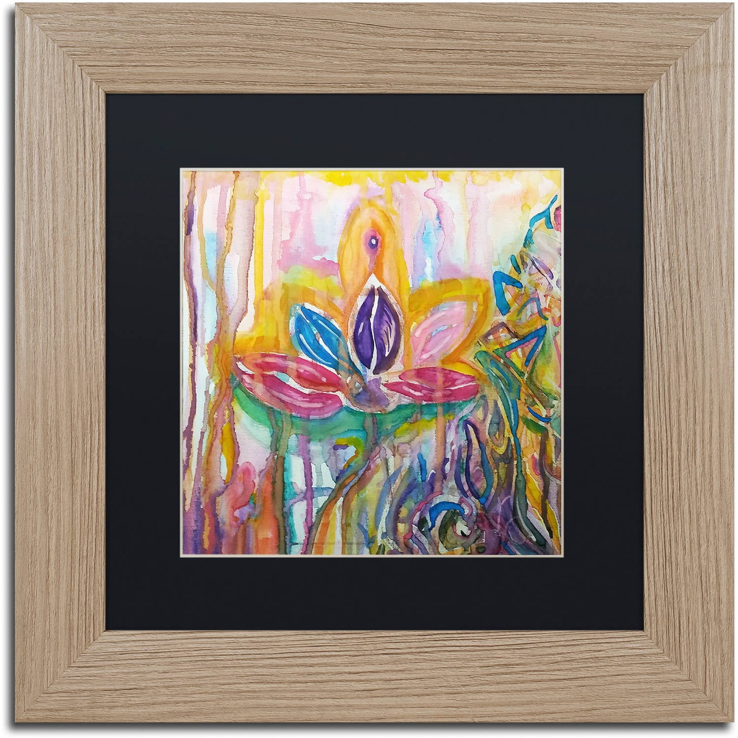 Trademark Fine Art "Lotus" Canvas Art by Lauren Moss Black Matte, Birch Frame