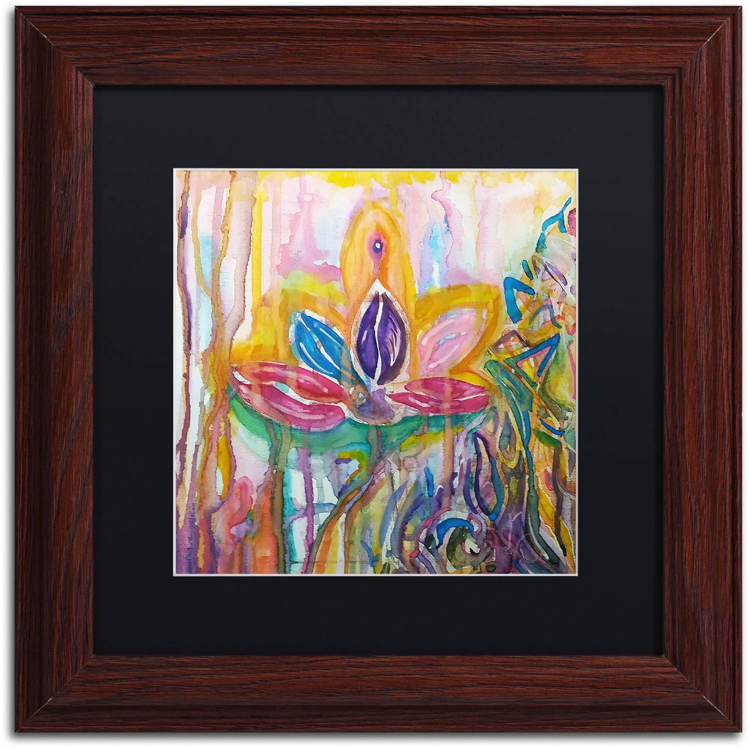 Trademark Fine Art "Lotus" Canvas Art by Lauren Moss Black Matte, Wood Frame