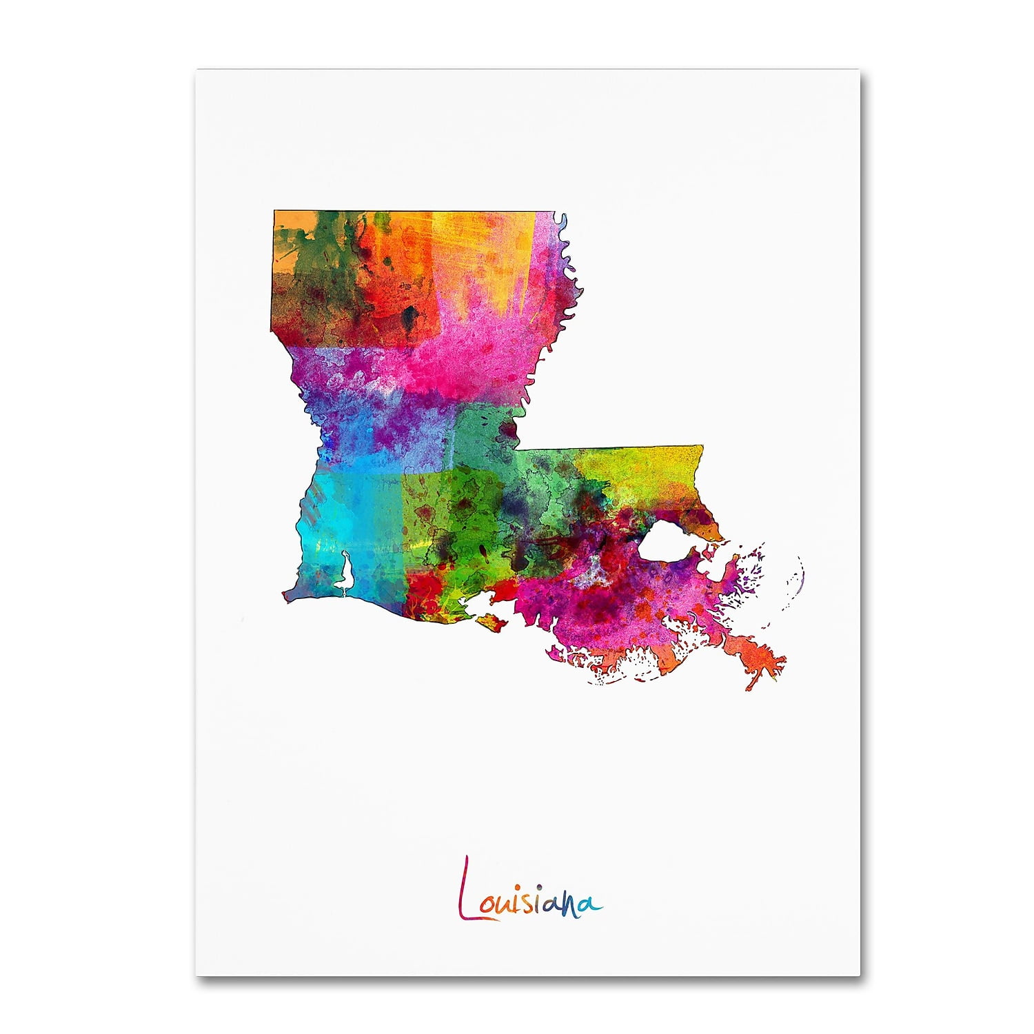 Trademark Fine Art "Louisiana Map" Canvas Art by Michael Tompsett