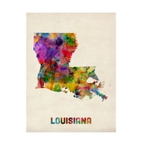 Trademark Fine Art Michael Tompsett Louisiana Map Canvas Wall Art - 14x19