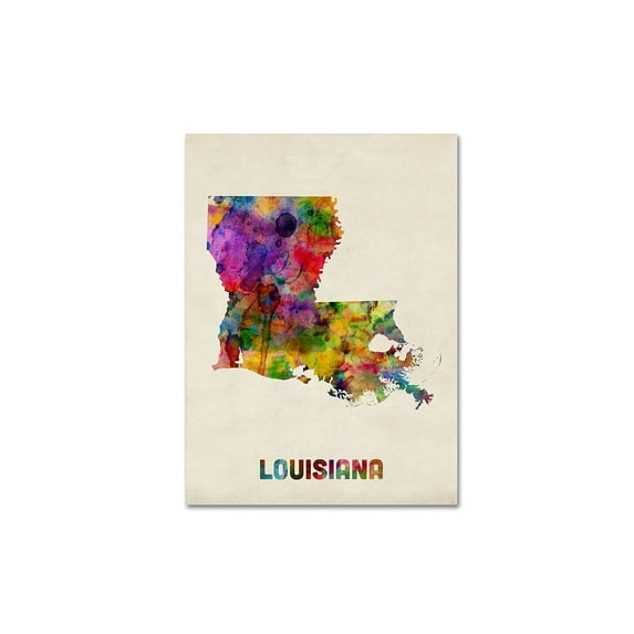 Trademark Fine Art "Louisiana Map" Canvas Wall Art by Michael Tompsett