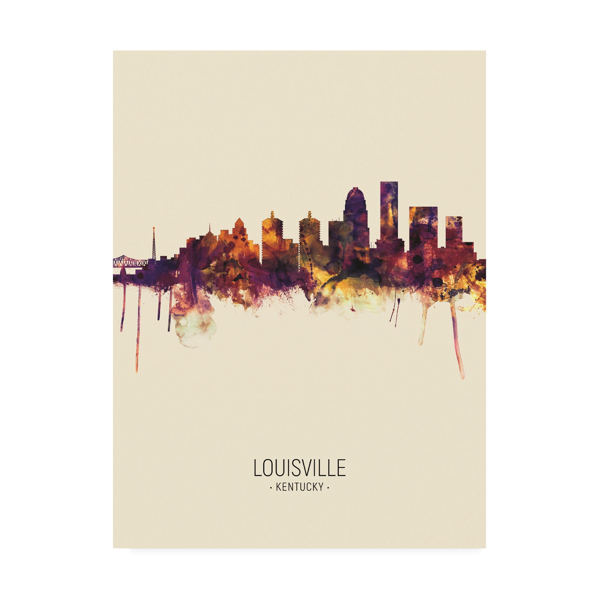 Trademark Fine Art 'Louisville Kentucky City Skyline Portrait III' Canvas Art by Michael Tompsett
