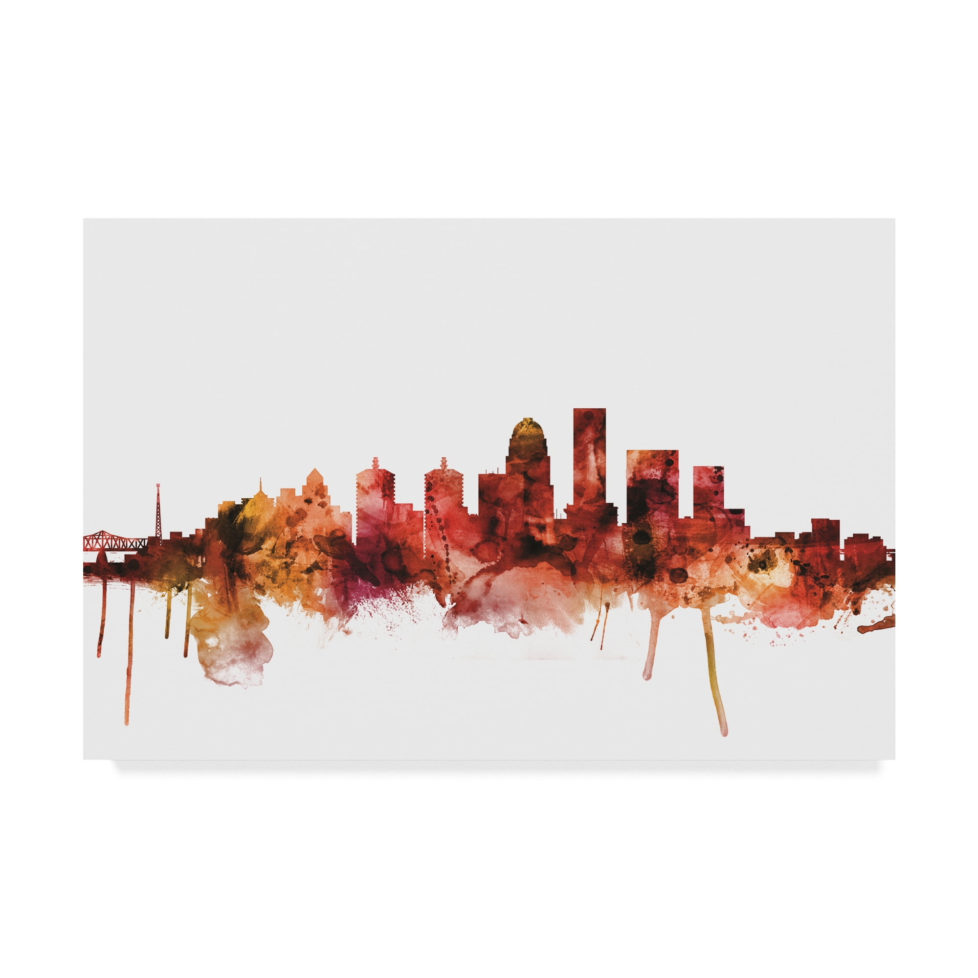 Trademark Fine Art 'Louisville Kentucky City Skyline Red' Canvas Art by Michael Tompsett