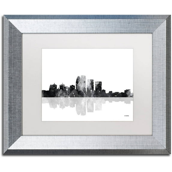 Trademark Fine Art "Louisville Kentucky Skyline BG-1" Canvas Art by Marlene Watson, White Matte, Silver Frame
