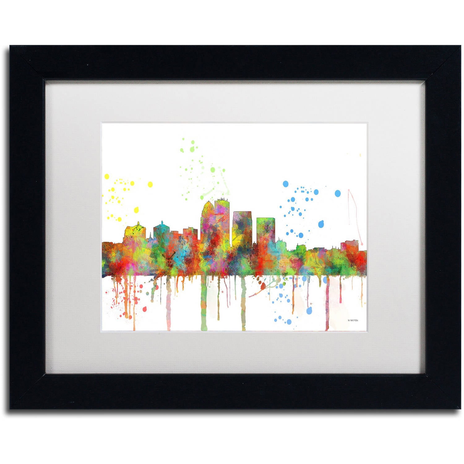 Trademark Fine Art "Louisville Kentucky Skyline Mclr-1" Canvas Art by Marlene Watson, White Matte, Black Frame