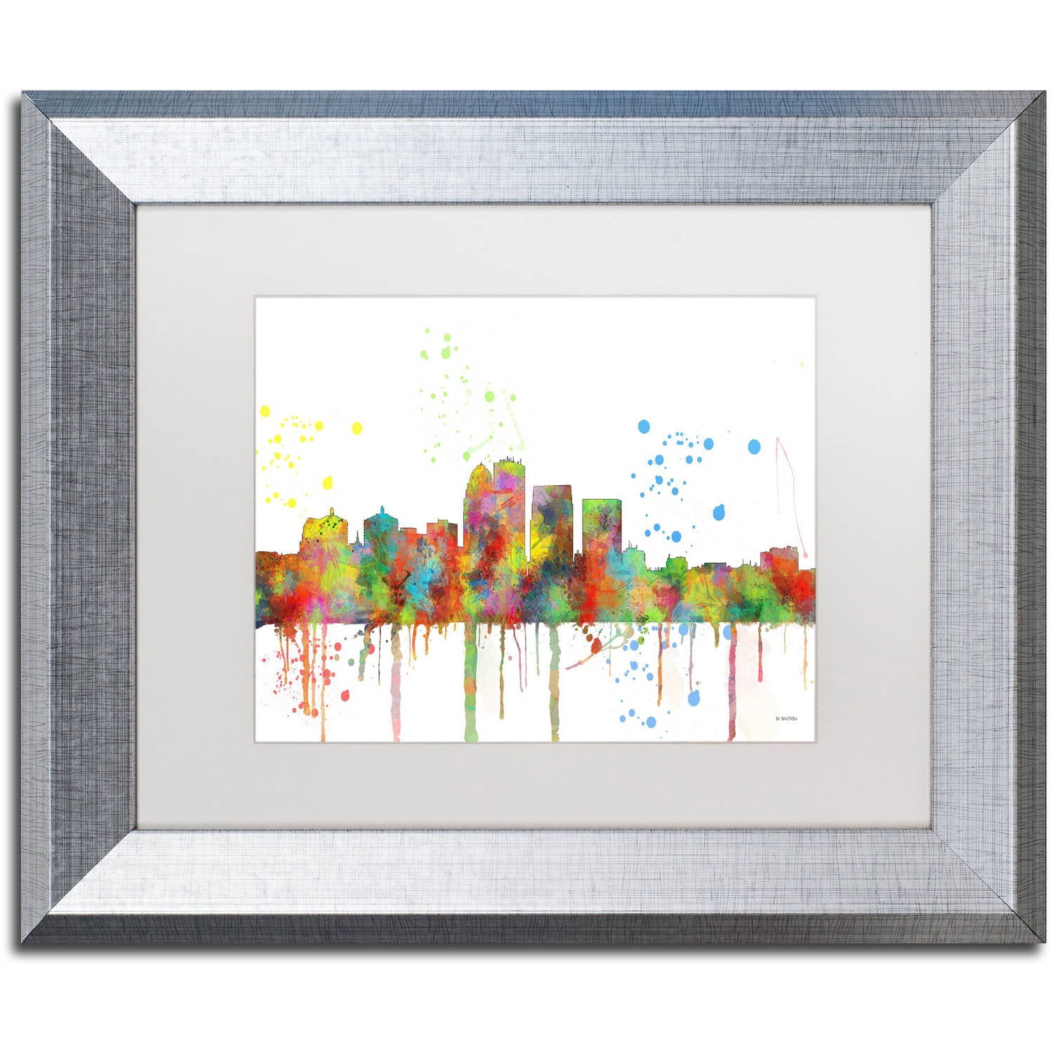 Trademark Fine Art "Louisville Kentucky Skyline Mclr-1" Canvas Art by Marlene Watson, White Matte, Silver Frame