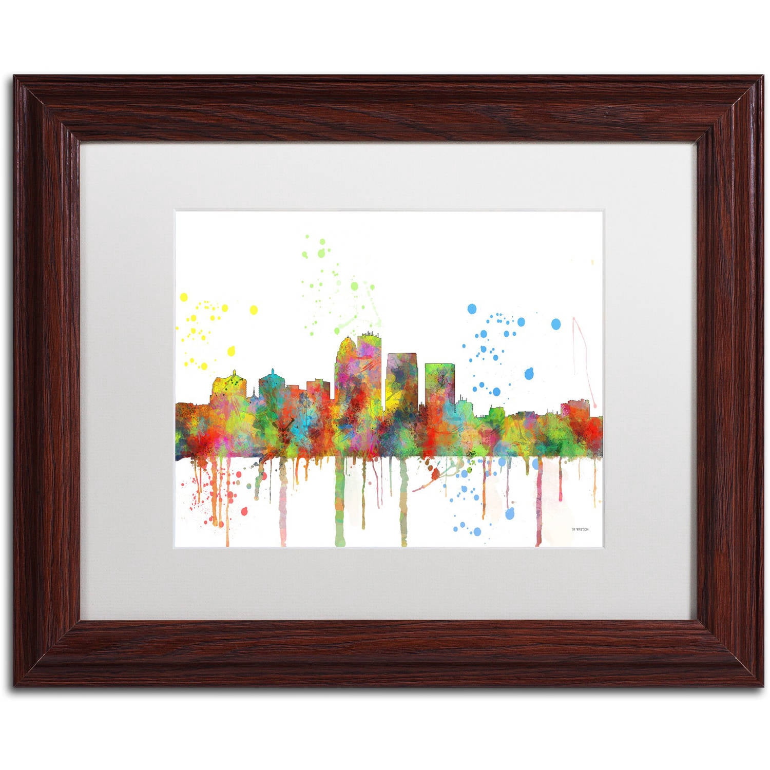 Trademark Fine Art "Louisville Kentucky Skyline Mclr-1" Canvas Art by Marlene Watson, White Matte, Wood Frame